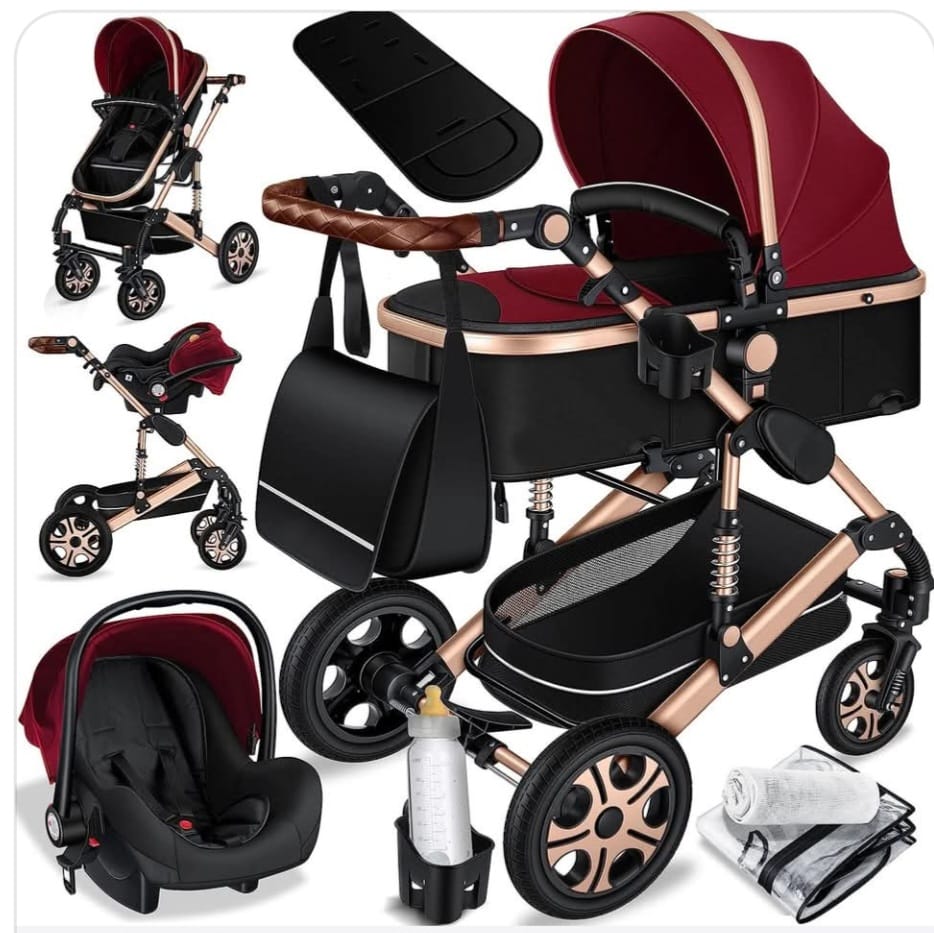 Haute qualité luxe pliable 4 grandes roues tout Terrain 3 en 1 système de voyage bébé poussette avec siège auto